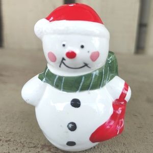 Vintage 90s Earthenware Mr Snowman Pepper Shaker Hand Painted Replacement Shaker